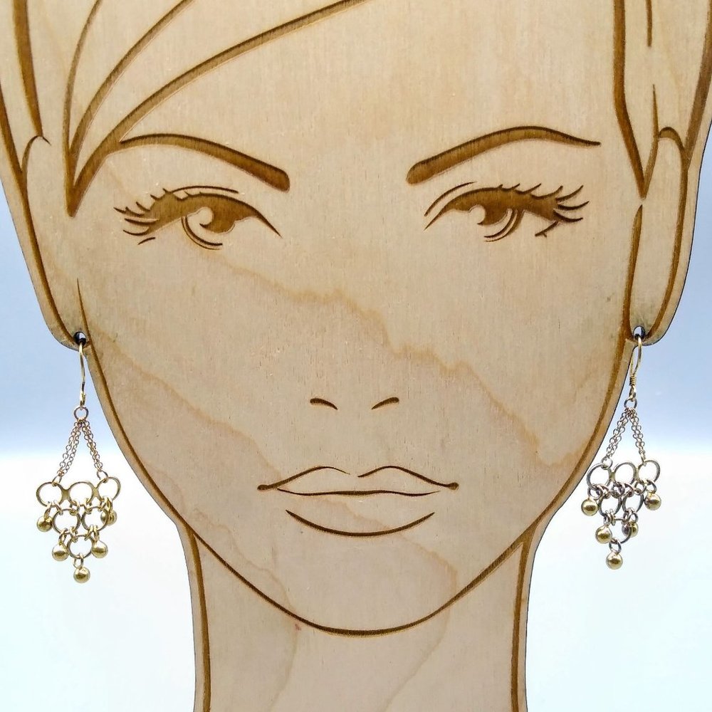 Vintage Classic Chandelier Earrings, Gold Tone Ball and Ring Dangles for Fun